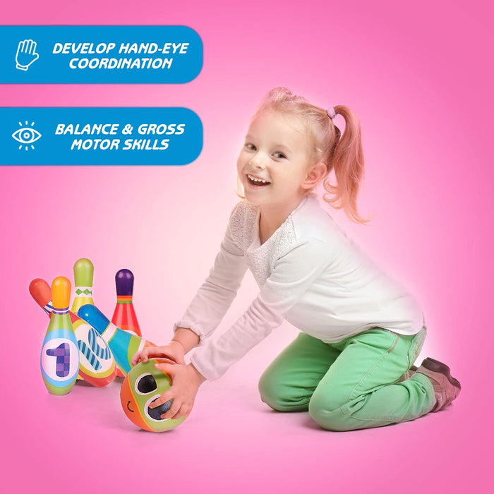 ToyVelt Kids Bowling Set - with 10 Bowling Pins & 2 Balls - Educational Early Development Indoor & Outdoor Games Set - for Toddlers & Infants Boys & Girls Ages 3,4,5 -12 Years Old