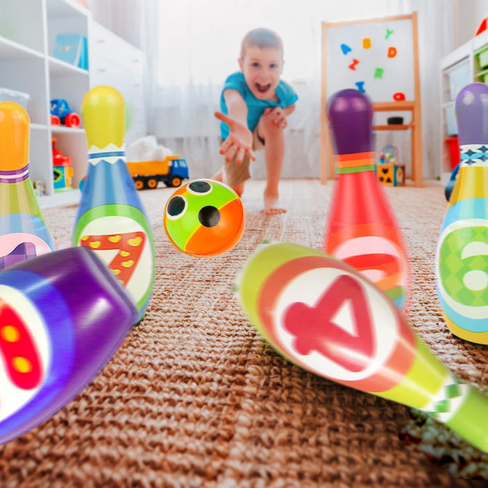 ToyVelt Kids Bowling Set - with 10 Bowling Pins & 2 Balls - Educational Early Development Indoor & Outdoor Games Set - for Toddlers & Infants Boys & Girls Ages 3,4,5 -12 Years Old