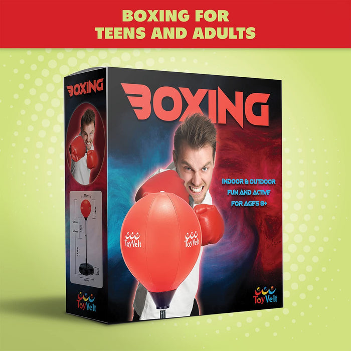 ToyVelt Punching Bag for Kids and Adults Boxing Set with Adjustable Standing Base, Boxing Gloves, Hand Pump - Kids Punching Bag for Boys and Girls