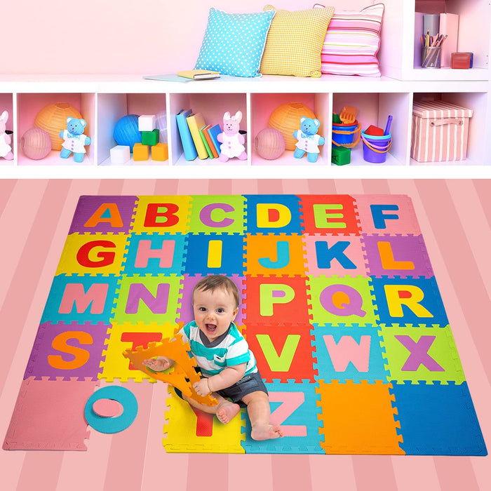 ToyVelt Foam Puzzle Floor Mat for Kids β Interlocking Play Mat with Colors, Alphabet, ABC, β Educational Large Puzzle Foam Floor Tiles for Crawling, Exercise, Playroom, Play Area,
