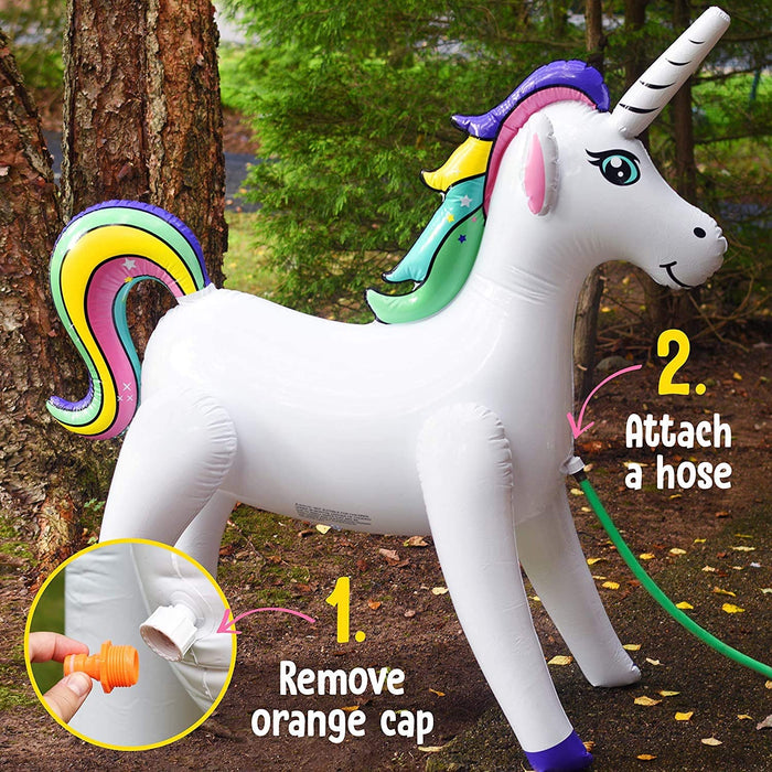 GoSlaz Inflatable Unicorn Sprinkler, Large Yard and Lawn Kids Sprinkler for Outside, The Best Summer Outdoor Water Toys for Kids
