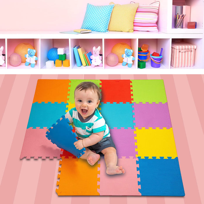 ToyVelt Foam Puzzle Floor Mat for Kids β Interlocking Play Mat with Colors β Educational Large Puzzle Foam Floor Tiles for Crawling, Playroom, Play Area, Baby Nursery