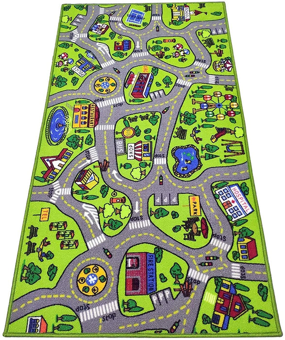 Toyvelt / Kids Carpet Playmat Car Rug / City Life Educational Road Traffic Multi Color Play Mat / Ages 3 - 12 Years Old