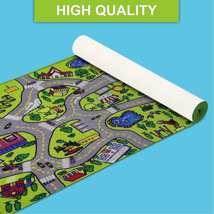 Toyvelt / Kids Carpet Playmat Car Rug / City Life Educational Road Traffic Multi Color Play Mat / Ages 3 - 12 Years Old