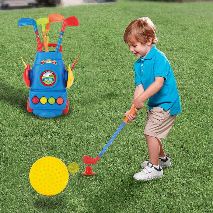 Toyvelt Kids Golf Club Set Golf Cart With Wheels, 4 Colorful Golf Sticks, 6 Balls & 2 Practice Holes Fun Young Golfer Sports Toy Kit For Boys &Girls Promotes Physical & Mental Development 2020 Edition