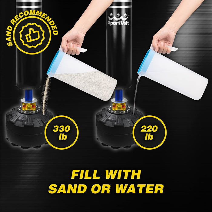SportVelt® Freestanding Punching Bag with Stand Adult - 69" 220lb Heavy Boxing Bag with Suction Cup Stand - Men Standing Punching Bag for Adults for Home and Gym