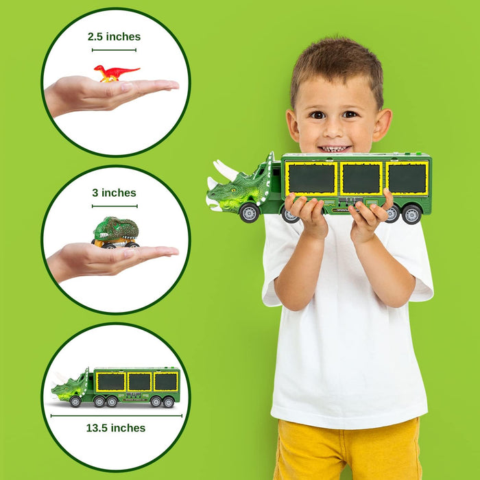 Toyvelt Dinosaur Truck Carrier / 3 Dino Card and 12 Dinosaur Figures