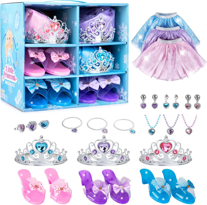 toyvelt princess dress up Toyvelt Princess Dress Up Shoes and Jewelry Boutique Pretend Play for Little Girls ( Edition) Premium Blue
