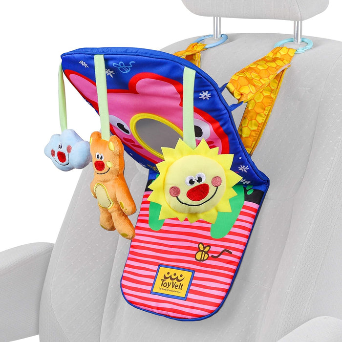 ToyVelt Car Seat Toys for Babies 0-6 Months - Baby Activity Center Baby Car Toy Super Soft, Safe with Music - Great Baby Car Accessories and Baby Trav