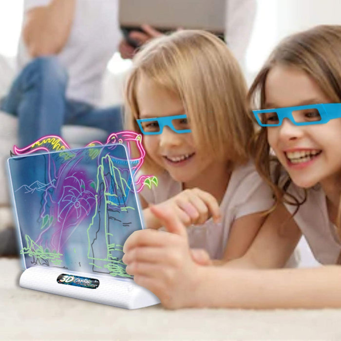 ToyVelt Light up Tracing Pad - Kids Magic Pad Light Up Drawing Board – Education Dinosaur Doodle Glow Tracing Pad with 2 3D Glasses - Gift for Kids/Toddlers Boys & Girls Ages 3 -12 Years Old