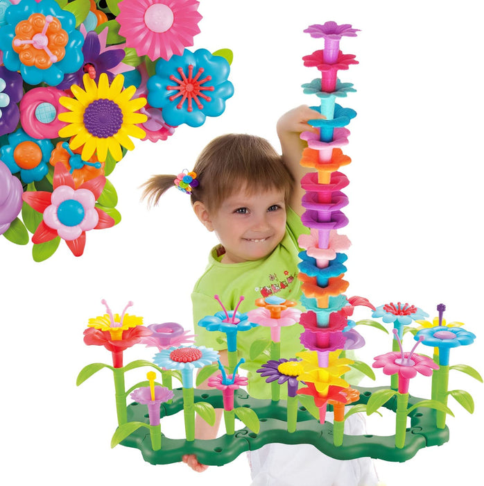 Toyvelt Flower Garden Building Toys for Girls - (148 Pcs) Floral Arrangement Playset Stem Toy Plus A Container - Flower Toy