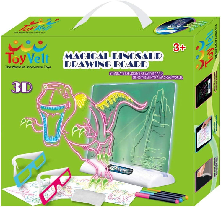ToyVelt Light up Tracing Pad - Kids Magic Pad Light Up Drawing Board – Education Dinosaur Doodle Glow Tracing Pad with 2 3D Glasses - Gift for Kids/Toddlers Boys & Girls Ages 3 -12 Years Old