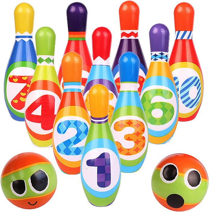 ToyVelt Kids Bowling Set - with 10 Bowling Pins & 2 Balls - Educational Early Development Indoor & Outdoor Games Set - for Toddlers & Infants Boys & Girls Ages 3,4,5 -12 Years Old