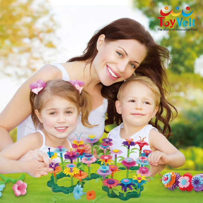 ToyVelt Flower Garden Building Toys for Girls - (148 pcs) Flower Building Toy Set STEM Toy Plus a Container - Girls Toys Age 3-4 Years Best Christmas Birthday Gift for Kids Ages 3,4,5,6,7 Year Old