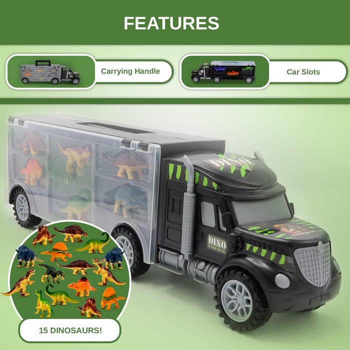 Toyvelt Dinosaurs Transport Car Carrier Truck Toy with Dinosaur Toys Inside - The Best Dinosaur Toy for Boys and Girls Ages 3,4,5, Years Old and Up