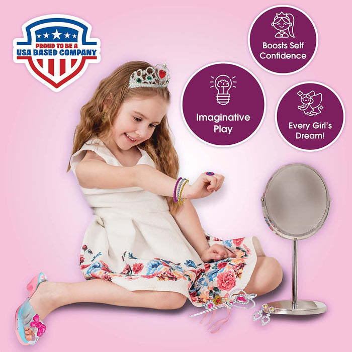 Toyvelt Princess Dress Up Shoes and Jewelry Boutique - Pretend Play For Little Girls Set Incl 4 Pairs Princess Shoes And Lots of Accessories - Toddler Girl Toys For 3,4,5, Year Old and up