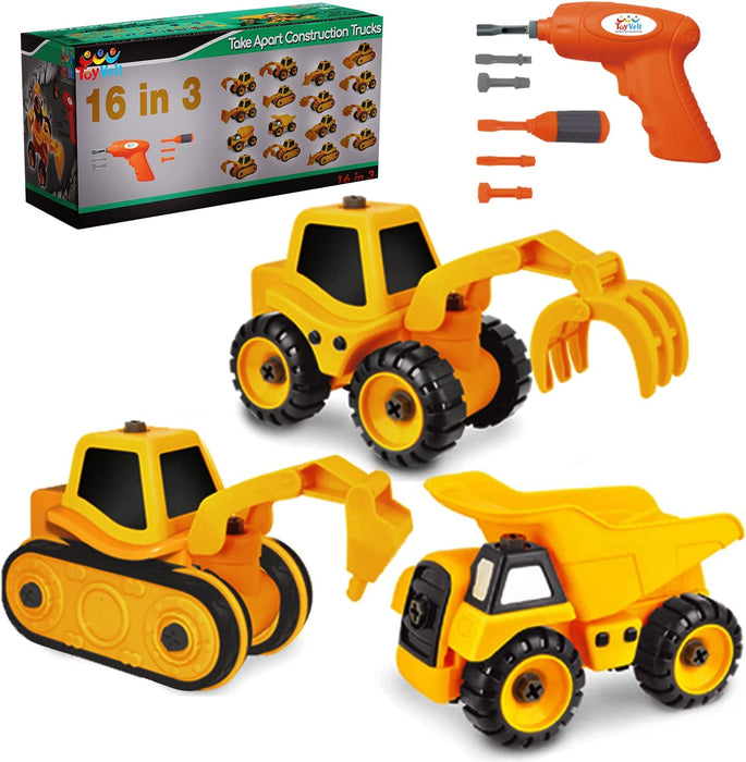 Toyvelt Construction Take Apart Trucks With Electric Drill