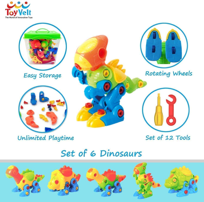 ToyVelt Dinosaur Take Apart Stem Toys for Boys & Girls Age 3 - 12 Years Old