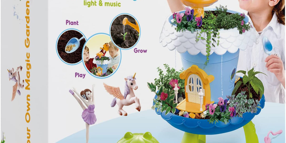 my happy garden magical seed mix ToyVelt Fairy Garden Kit for Kids - Grow Your Own Fairy House with Soil and Seeds Plus 15 Exciting Accerioeroies with Music and Lights