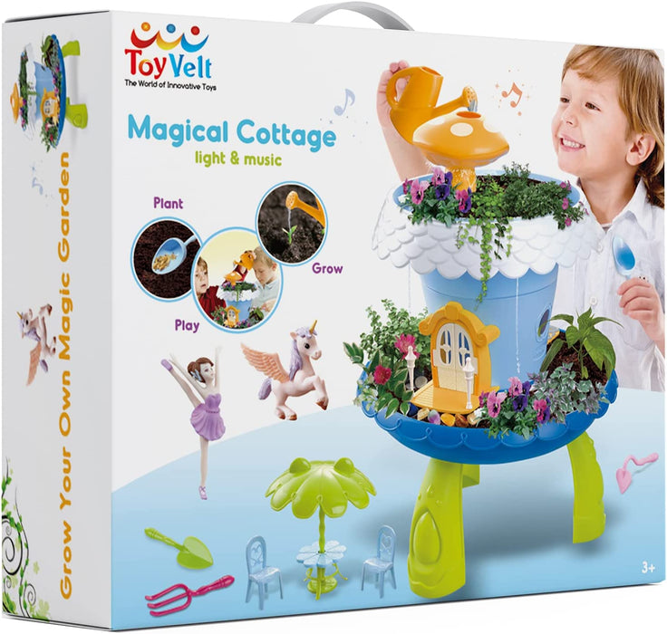 ToyVelt Fairy Garden Kit for Kids - Grow Your Own Fairy House with Soil and Seeds Plus 15 Exciting Accerioeroies with Music and Lights - The Best Fairy Garden Kit for Boys and Girls Ages 4 and up