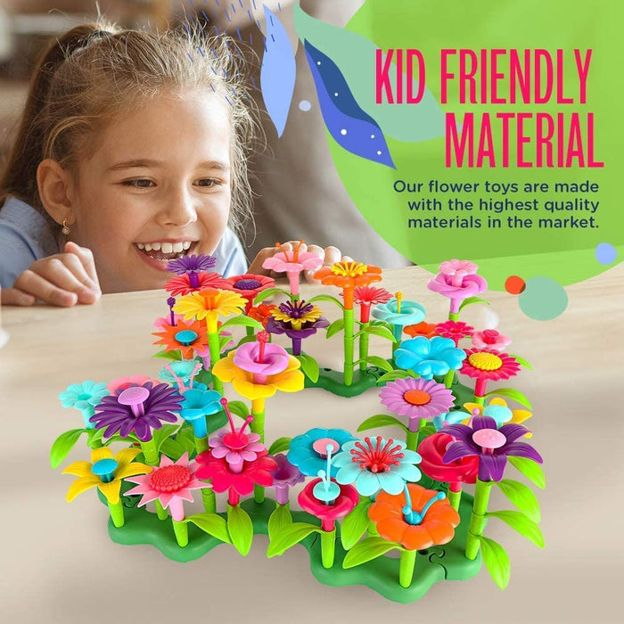 ToyVelt Flower Garden Building Toys for Girls - (148 pcs) Flower Building Toy Set STEM Toy Plus a Container - Girls Toys Age 3-4 Years Best Christmas Birthday Gift for Kids Ages 3,4,5,6,7 Year Old