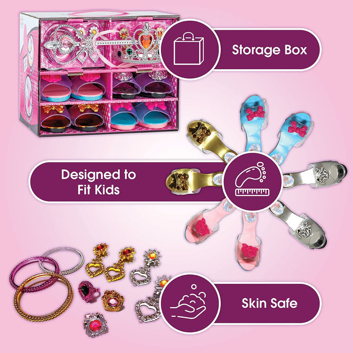 toyvelt princess dress up Toyvelt Princess Dress Up Shoes and Jewelry Boutique Pretend Play for Little Girls ( Edition) Premium Blue