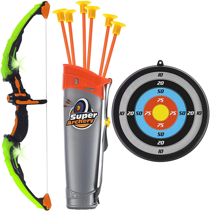 Toyvelt Bow and Arrow Set for Kids -Light Up Archery Toy Set -Includes 6 Suction Cup Arrows, Target & Quiver - for Boys & Girls Ages 3 -12 Years Old (Green)