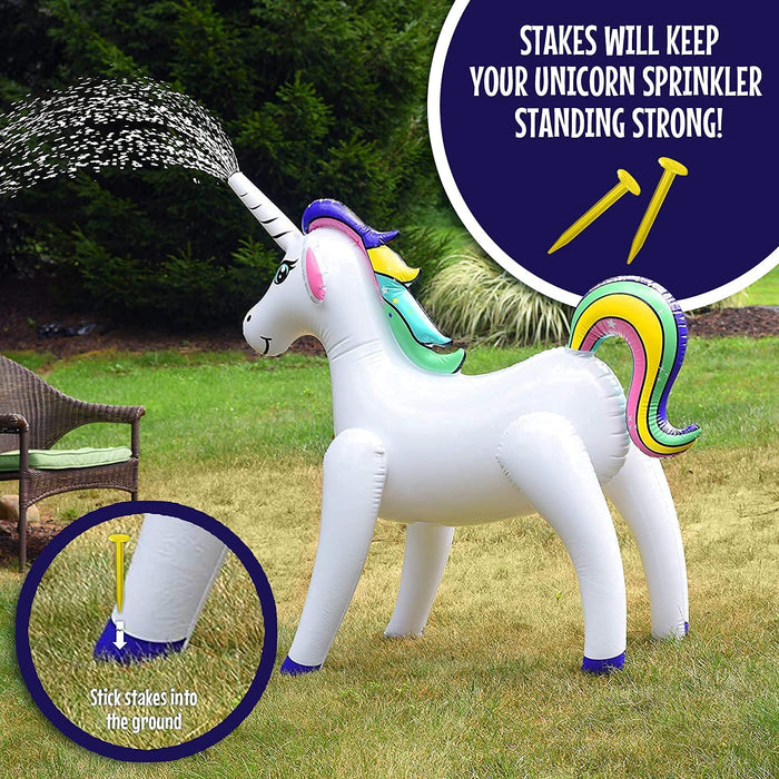 GoSlaz Inflatable Unicorn Sprinkler, Large Yard and Lawn Kids Sprinkler for Outside, The Best Summer Outdoor Water Toys for Kids