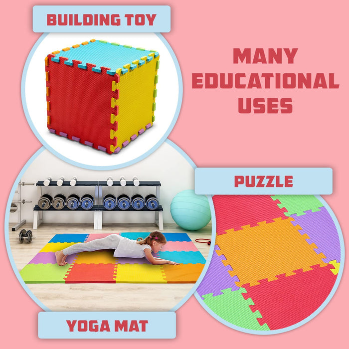 ToyVelt Foam Puzzle Floor Mat for Kids – Interlocking Play Mat with Colors – Educational Large Puzzle Foam Floor Tiles for Crawling, Playroom, Play Area, Baby Nursery