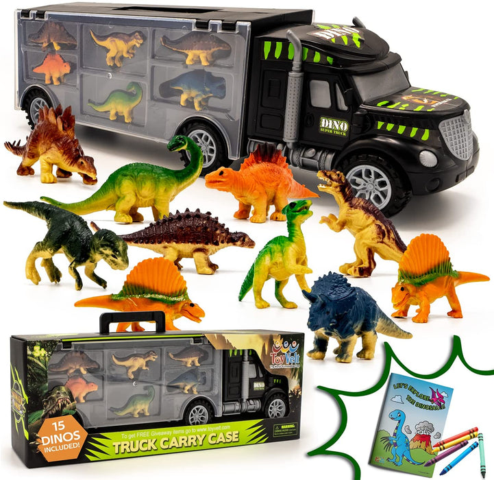 Toyvelt Dinosaurs Transport Car Carrier Truck Toy with Dinosaur Toys Inside - The Best Dinosaur Toy for Boys and Girls Ages 3,4,5, Years Old and Up