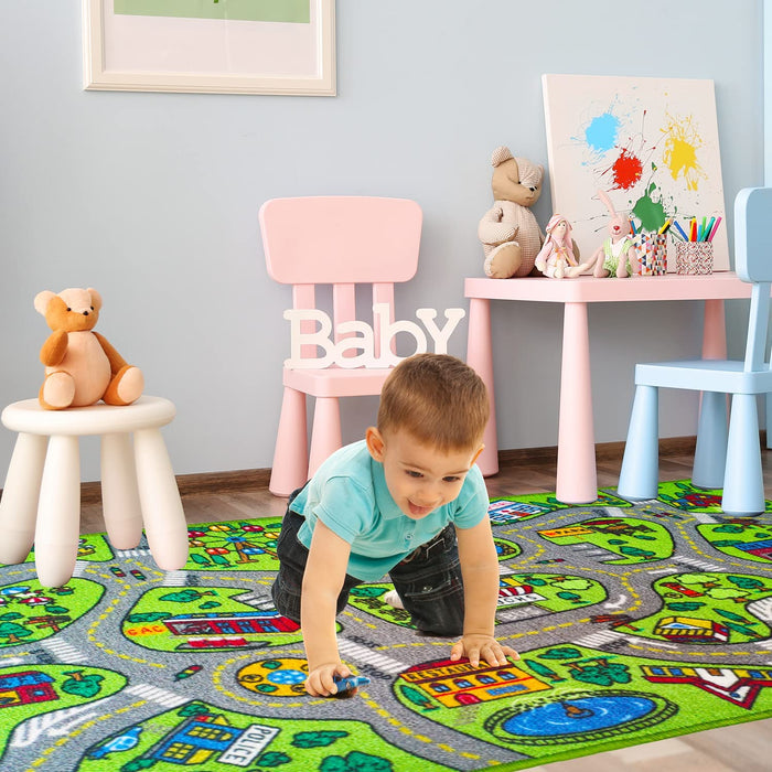 Toyvelt Kids Carpet Playmat Car Rug – City Life Educational Road Traffic Carpet Multi Color Play Mat - Large 60” x 32” Best Kids Rugs for Playroom 