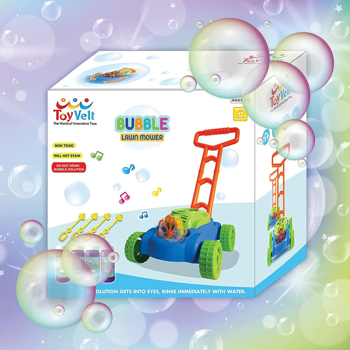 ToyVelt Bubble Lawn Mower for Kids - Automatic Bubble Machine with Music Sounds Best Toys for Toddlers Plus 4 x Bottles of Solution & 4 x Sticks - for Boys & Girls Ages 3 -12 Years Old