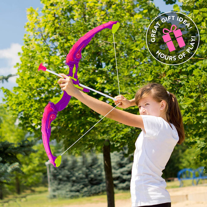 Toyvelt Bow and Arrow Set for Kids -Light Up Archery Toy Set -Includes 6 Suction Cup Arrows, Target & Quiver - for Boys & Girls Ages 3 -12 Years Old (Pink)